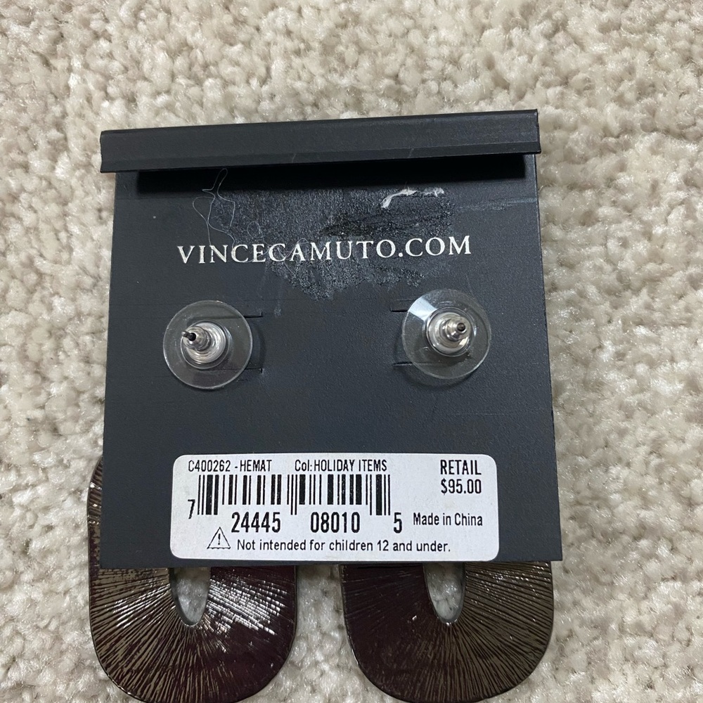 Vince Camuto Shimmering Black Oval Earrings - Picture 4 of 4